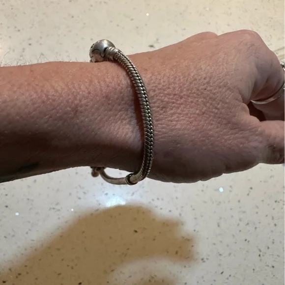 Pandora silver charm bracelet with one charm - Picture 3 of 5